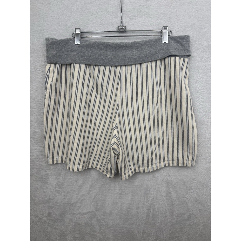 Sundance Roll Over Waist Striped Shorts Cozy Coastal Beach Summer Leisurewear Lg